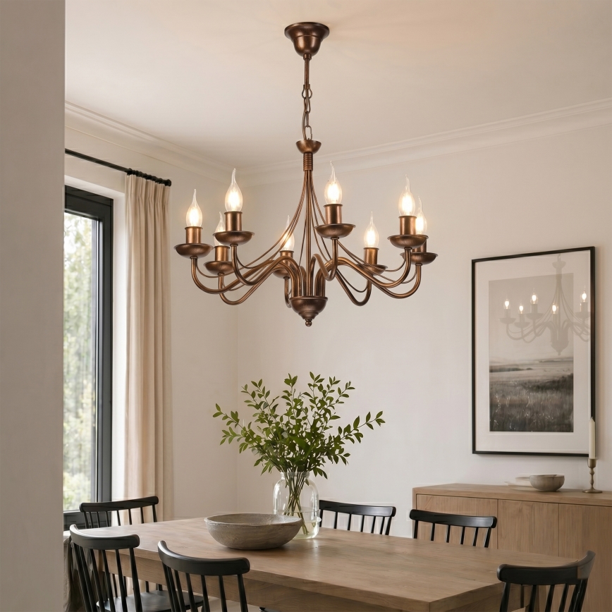 Luster na lancu ANTON 8xE14/60W/230V brončani
