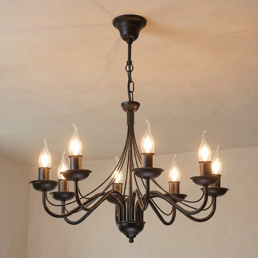 Luster na lancu ANTON 8xE14/60W/230V crni