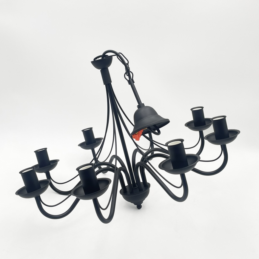 Luster na lancu ANTON 8xE14/60W/230V crni