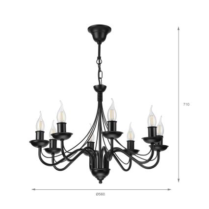 Luster na lancu ANTON 8xE14/60W/230V crni