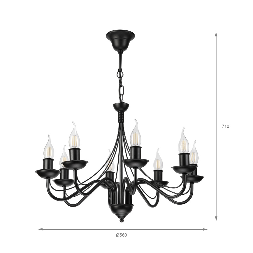 Luster na lancu ANTON 8xE14/60W/230V crni
