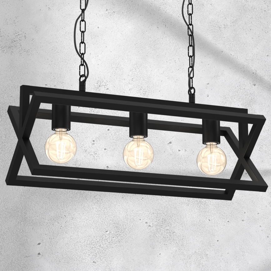 Luster na lancu ARNOLD 3xE27/60W/230V crna