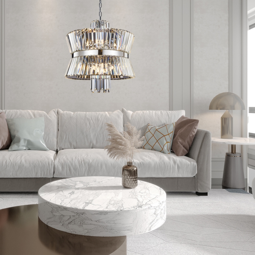 Luster na lancu AURELIA 12xE14/40W/230V mat krom