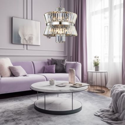 Luster na lancu AURELIA 12xE14/40W/230V mat krom