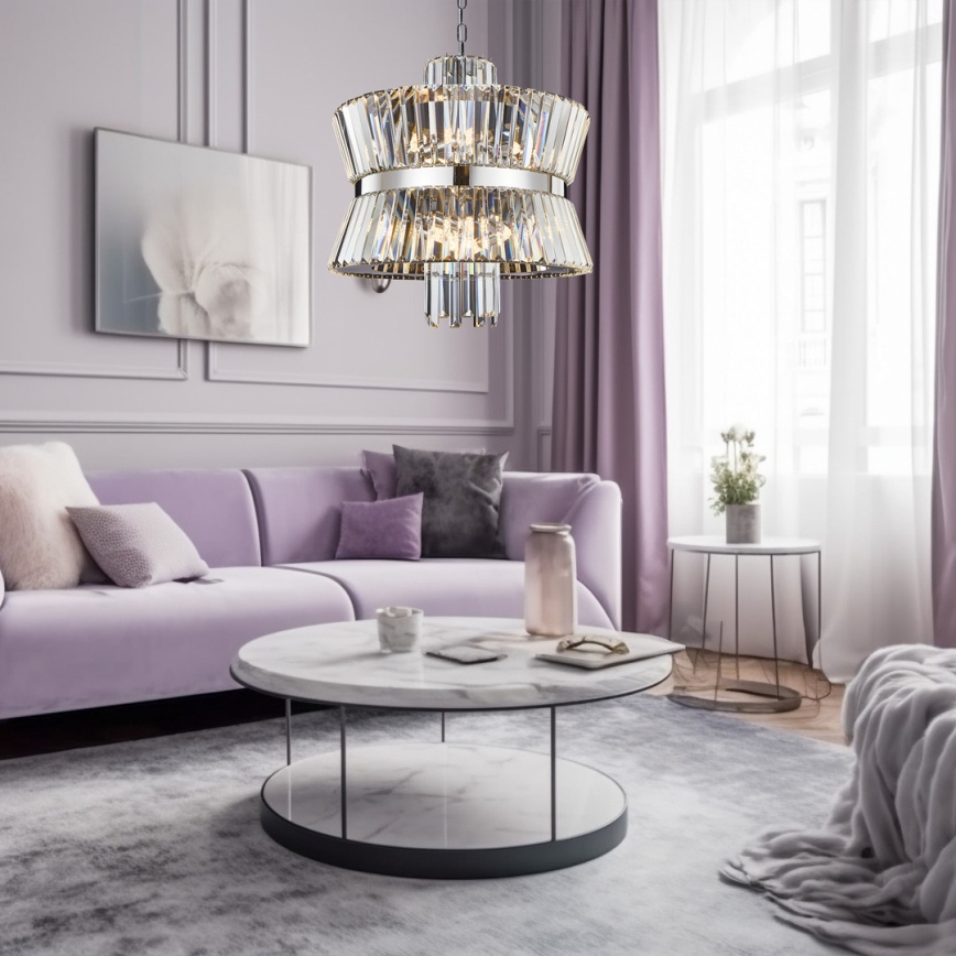 Luster na lancu AURELIA 12xE14/40W/230V mat krom