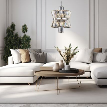 Luster na lancu AURELIA 8xE14/40W/230V mat krom