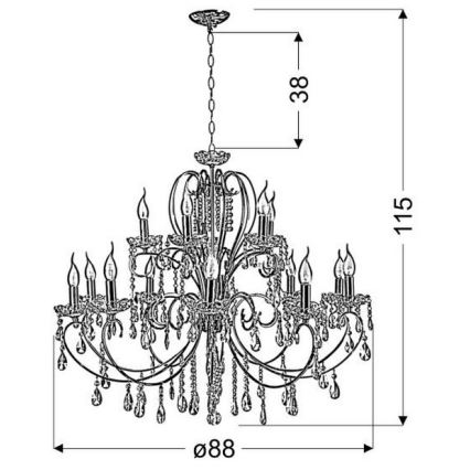 Luster na lancu AURORA 15xE14/40W/230V