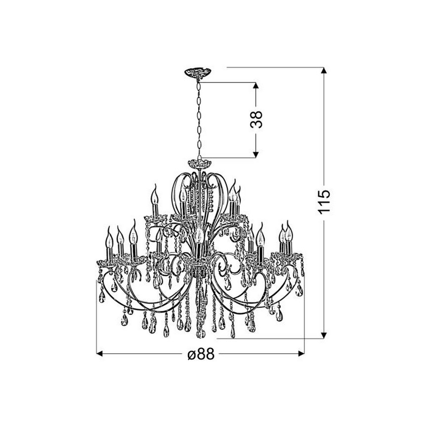 Luster na lancu AURORA 15xE14/40W/230V