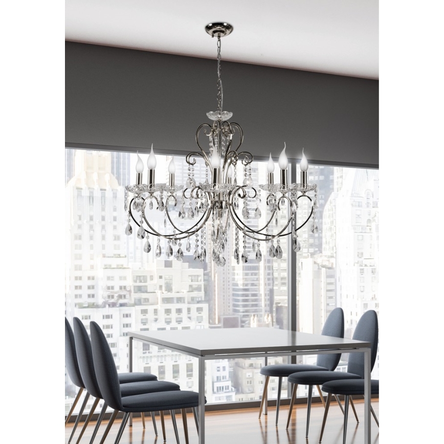 Luster na lancu AURORA 8xE14/40W/230V