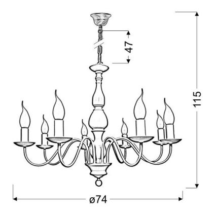 Luster na lancu BELLAGIO 8xE14/40W/230V