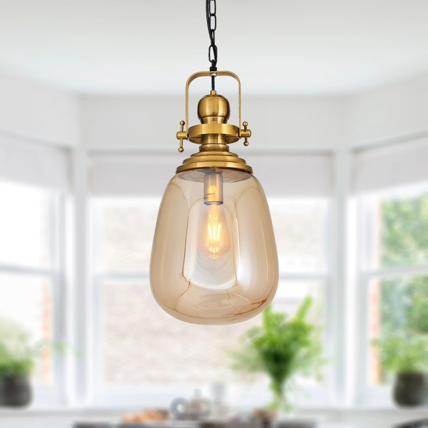 Luster na lancu BOTTLE 1xE27/40W/230V zlatni