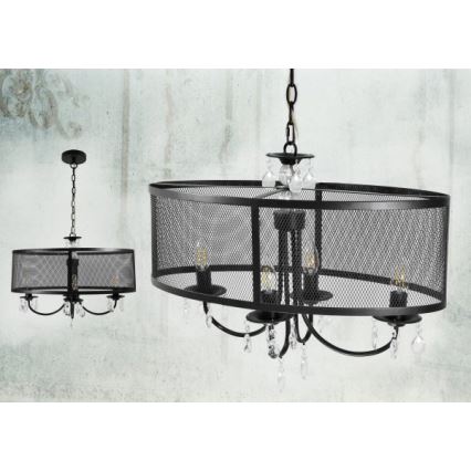 Luster na lancu BRESSO 4xE14/12W/230V crna