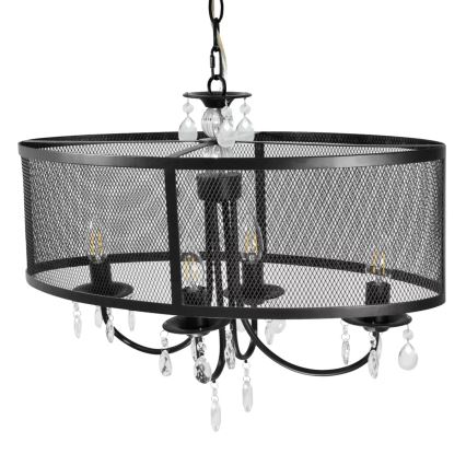 Luster na lancu BRESSO 4xE14/12W/230V crna