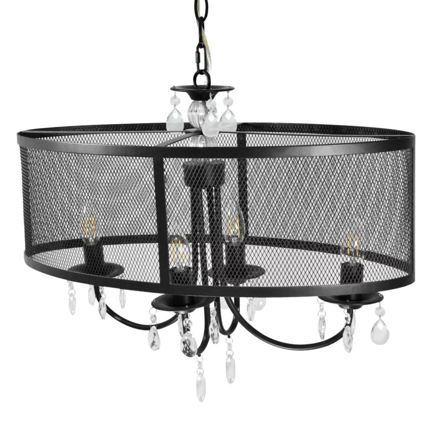Luster na lancu BRESSO 4xE14/12W/230V crna