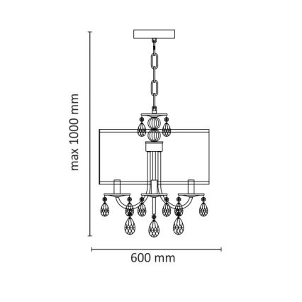 Luster na lancu BRESSO 4xE14/12W/230V crna