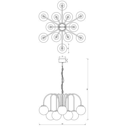 Luster na lancu CAMBRIDGE 12xE14/60W/230V crna