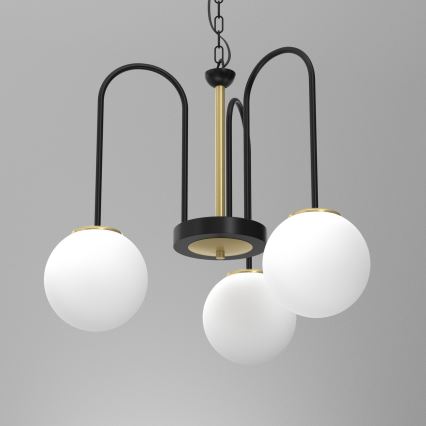 Luster na lancu CAMBRIDGE 3xE14/60W/230V crna/mesing