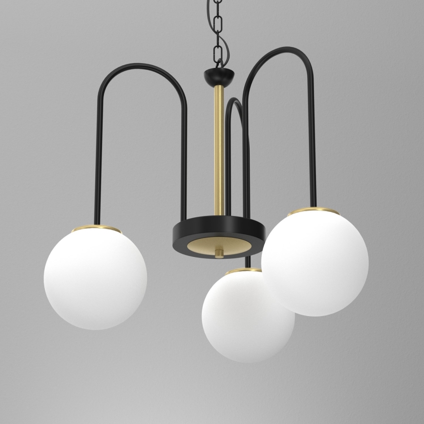 Luster na lancu CAMBRIDGE 3xE14/60W/230V crna/mesing
