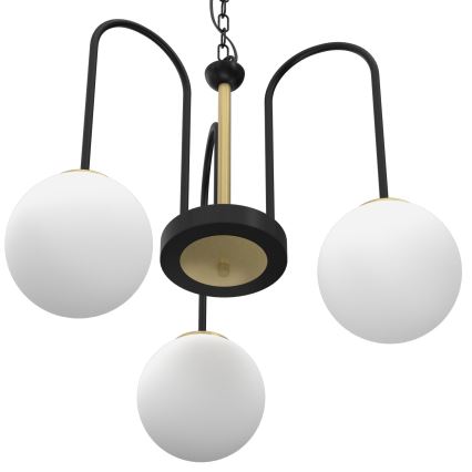 Luster na lancu CAMBRIDGE 3xE14/60W/230V crna/mesing