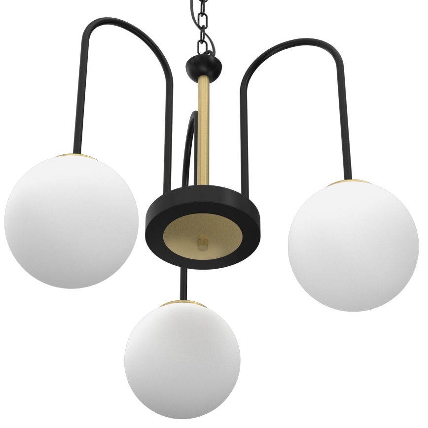 Luster na lancu CAMBRIDGE 3xE14/60W/230V crna/mesing