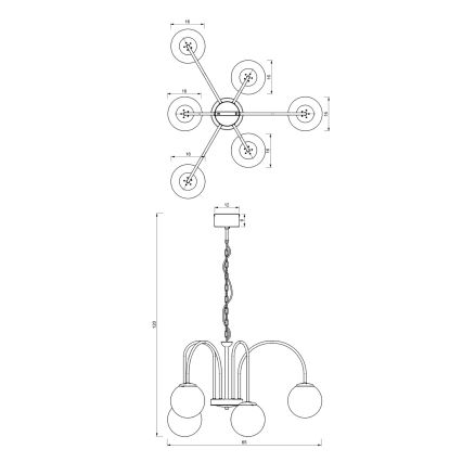 Luster na lancu CAMBRIDGE 6xE14/60W/230V crna