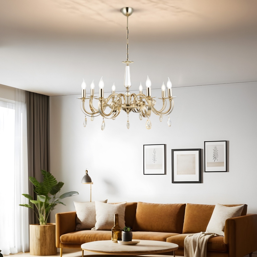 Luster na lancu CASTRO 8xE14/40W/230V zlatni