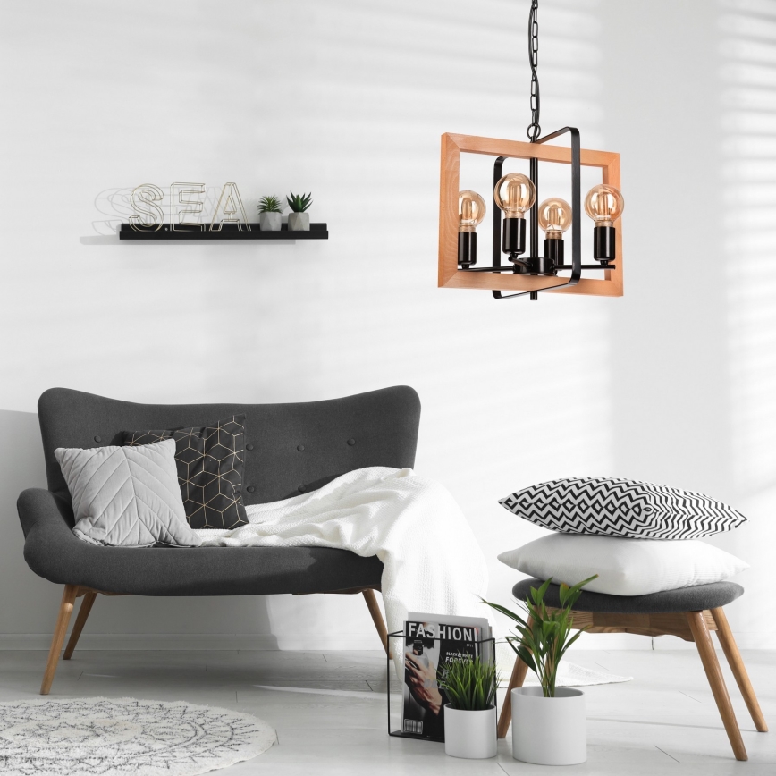Luster na lancu CEDRIC 4xE27/60W/230V bukva/smeđa