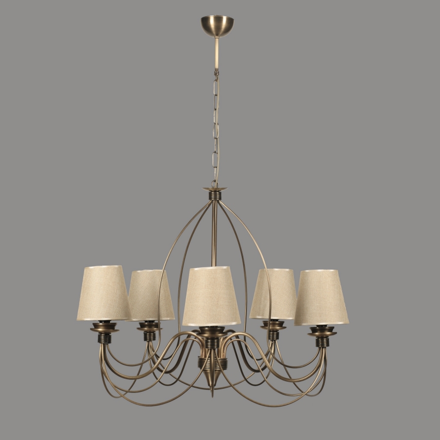 Luster na lancu CLASSIC 5xE14/40W/230V brončana/bež