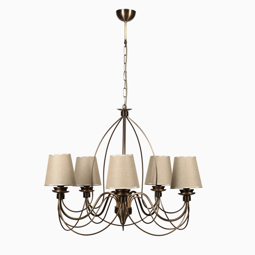 Luster na lancu CLASSIC 5xE14/40W/230V brončana/bež