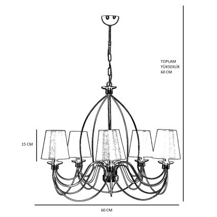 Luster na lancu CLASSIC 5xE14/40W/230V brončana/bež