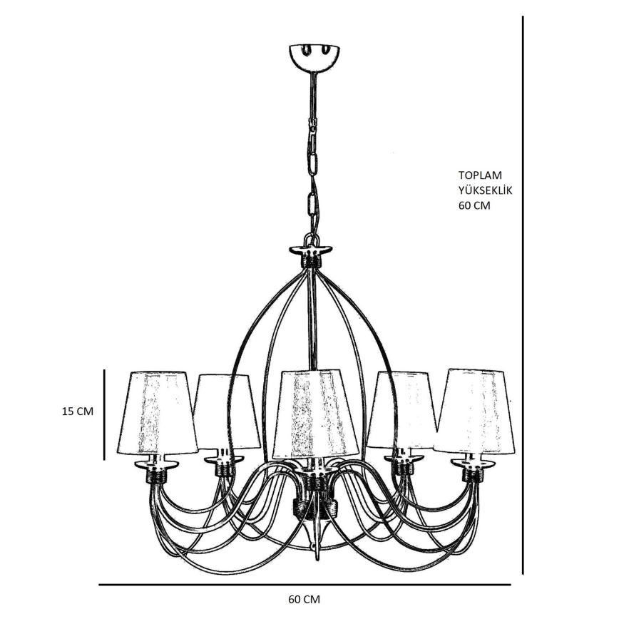 Luster na lancu CLASSIC 5xE14/40W/230V brončana/bež