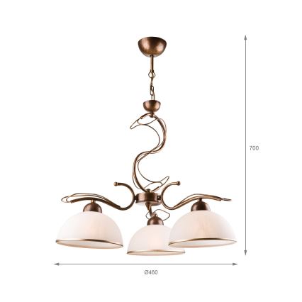 Luster na lancu COBRA 5xE27/60W/230V bronza/patina