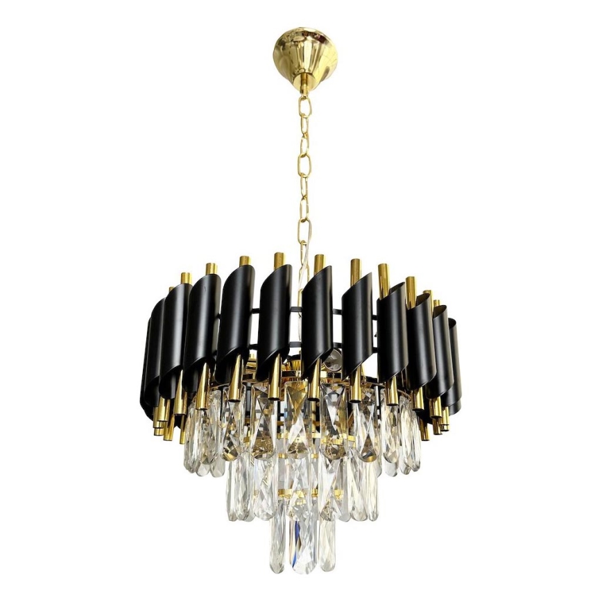 Luster na lancu CRISTAL 5xE14/40W/230V zlatna/crna