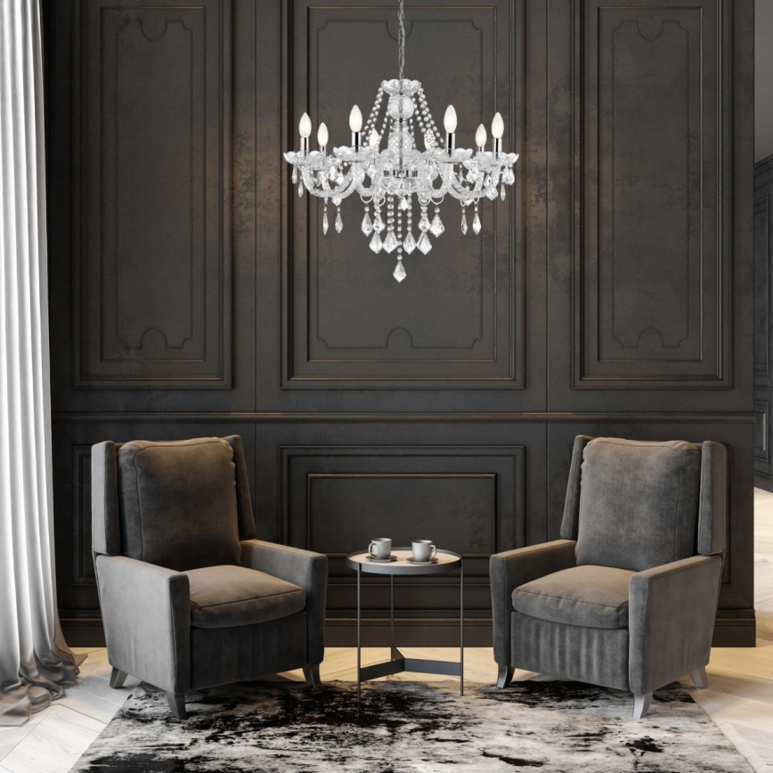 Luster na lancu CRISTALLO 8xE14/60W/230V sjajni krom