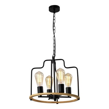 Luster na lancu DATUS 4xE27/40W/230V crna/smeđa