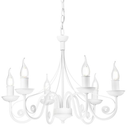 Luster na lancu DONATO 6xE14/40W/230V bijela