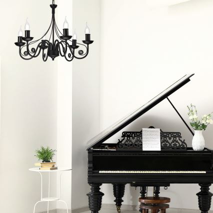 Luster na lancu DONATO 6xE14/40W/230V crna
