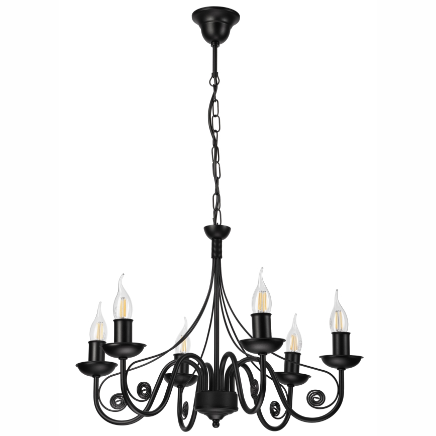 Luster na lancu DONATO 6xE14/40W/230V crna