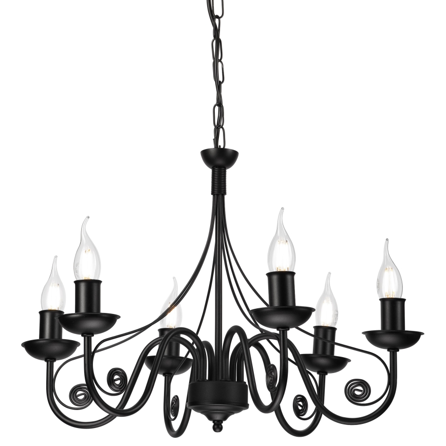 Luster na lancu DONATO 6xE14/40W/230V crna