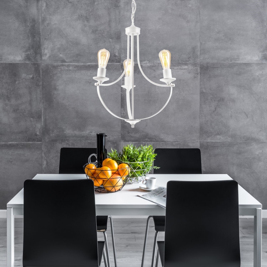Luster na lancu GINA 3xE27/60W/230V bijela