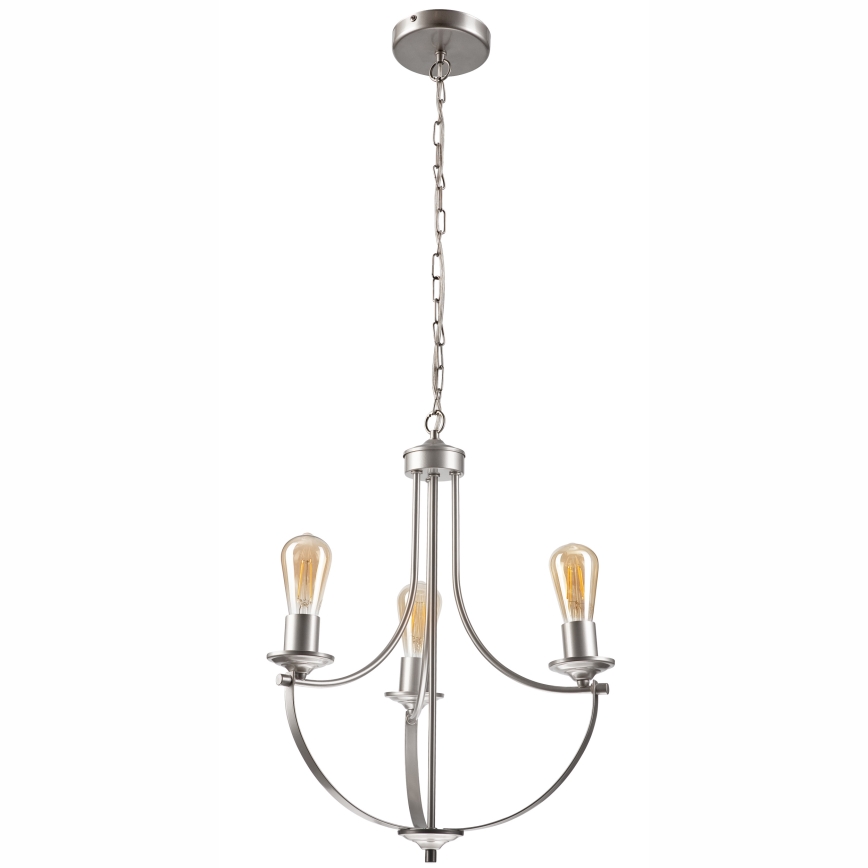 Luster na lancu GINA 3xE27/60W/230V mat krom