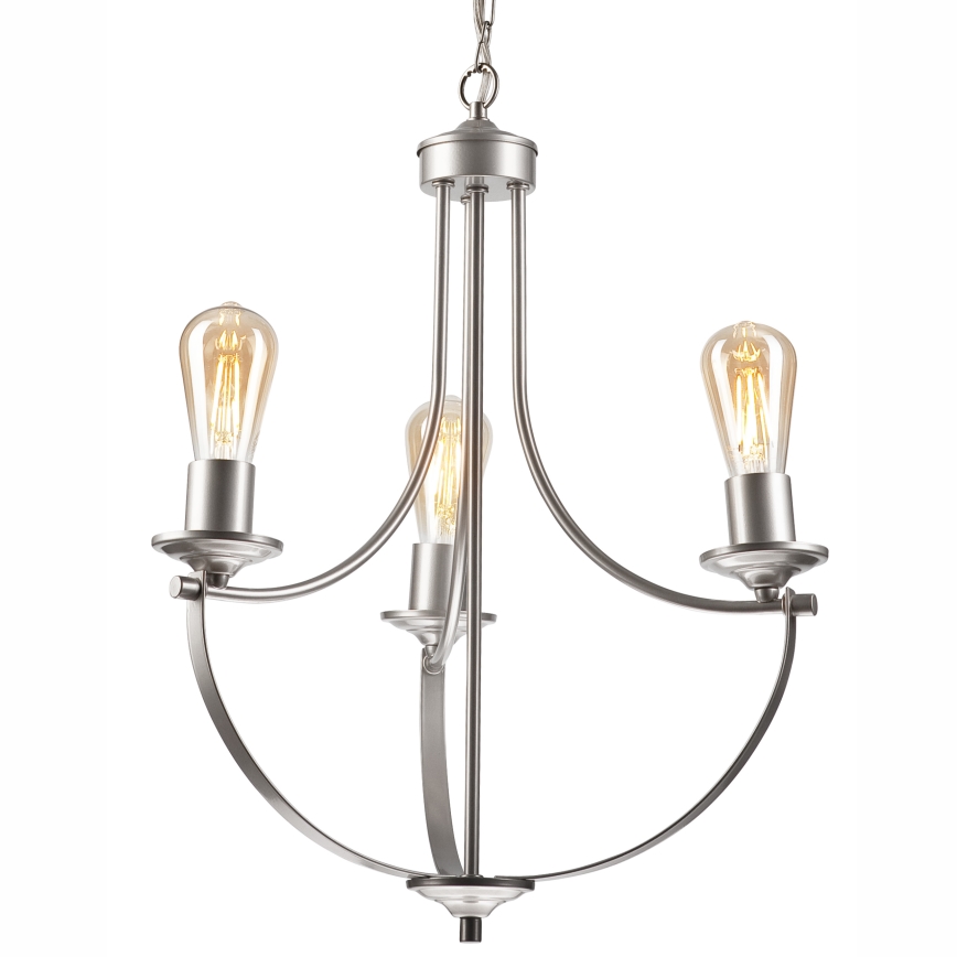 Luster na lancu GINA 3xE27/60W/230V mat krom