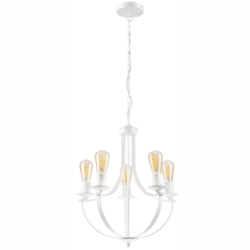 Luster na lancu GINA 5xE27/60W/230V bijela
