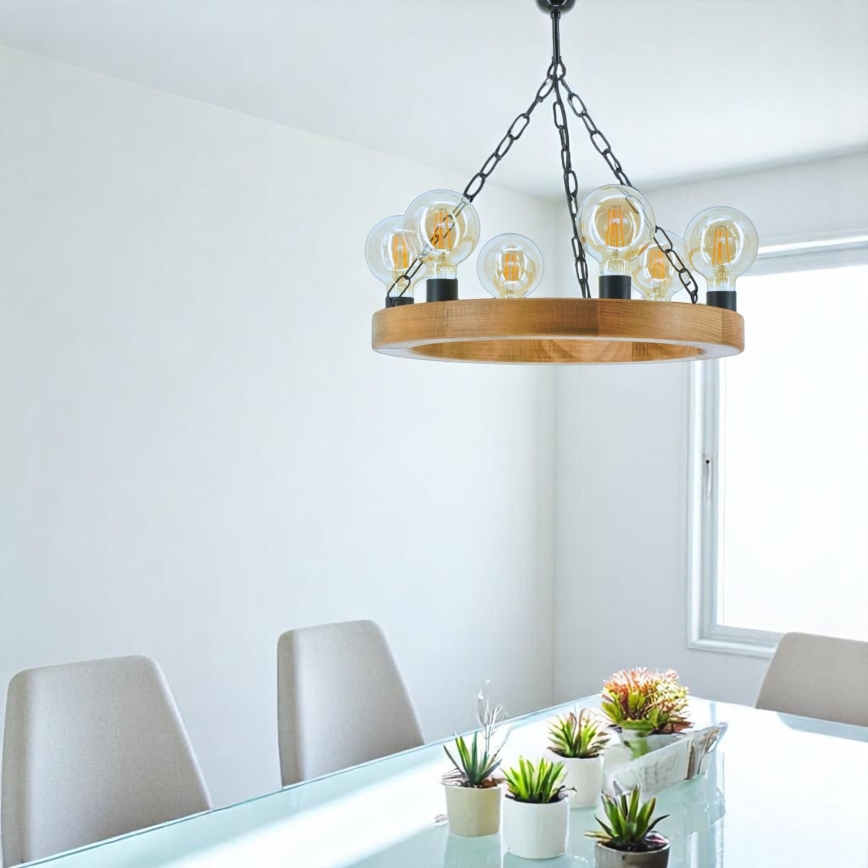 Luster na lancu IOS 6xE27/60W/230V pr. 50 cm bukva - FSC certificirano
