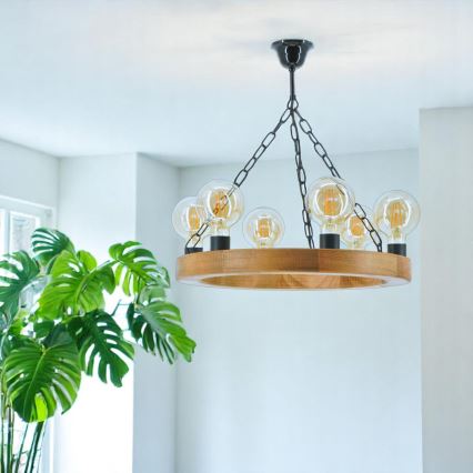 Luster na lancu IOS 6xE27/60W/230V pr. 50 cm bukva - FSC certificirano