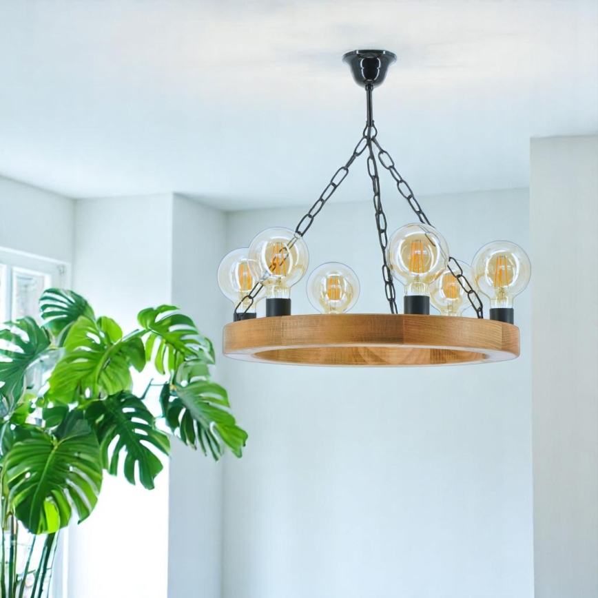 Luster na lancu IOS 6xE27/60W/230V pr. 50 cm bukva - FSC certificirano