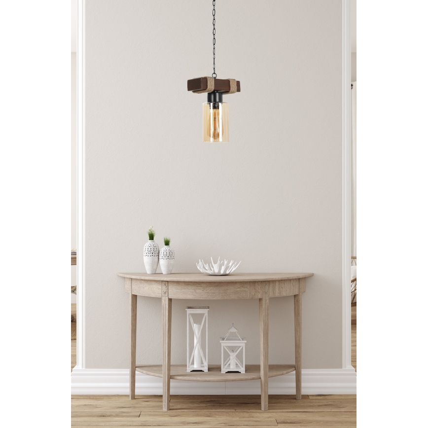 Luster na lancu JASMIN 1xE27/40W/230V smeđi/bež