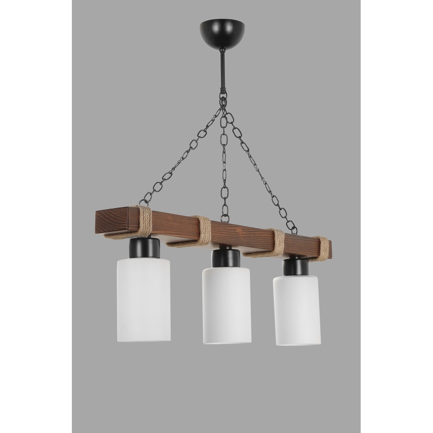Luster na lancu JASMIN 3xE27/40W/230V smeđa/bijela