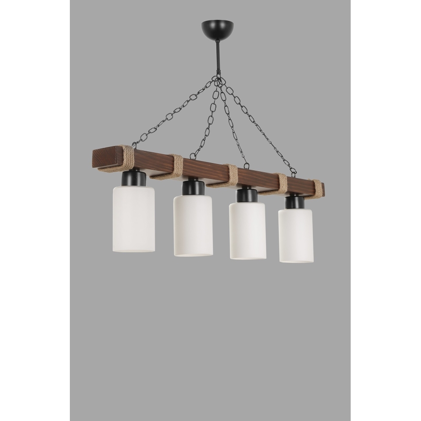 Luster na lancu JASMIN 4xE27/40W/230V smeđa/bijela