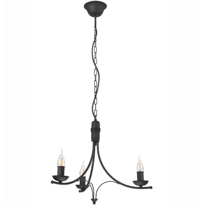 Luster na lancu LUCY 3xE14/60W/230V crna